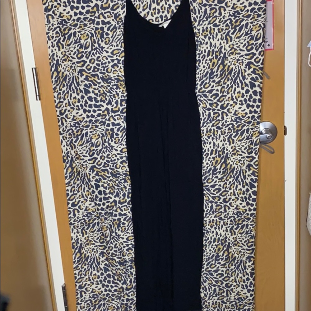 Black tank top jumpsuit with pockets